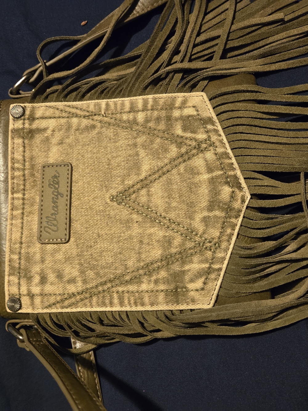 Wrangler Olive Green Fringe Crossbody Bag
